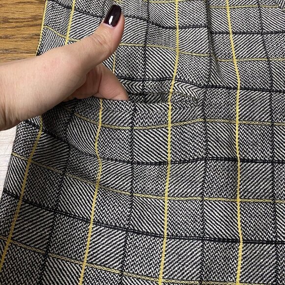 Laurel By Escada Jacket Linen Wool Grey Glen Plaid Yellow Academia Blazer - Picture 7 of 16